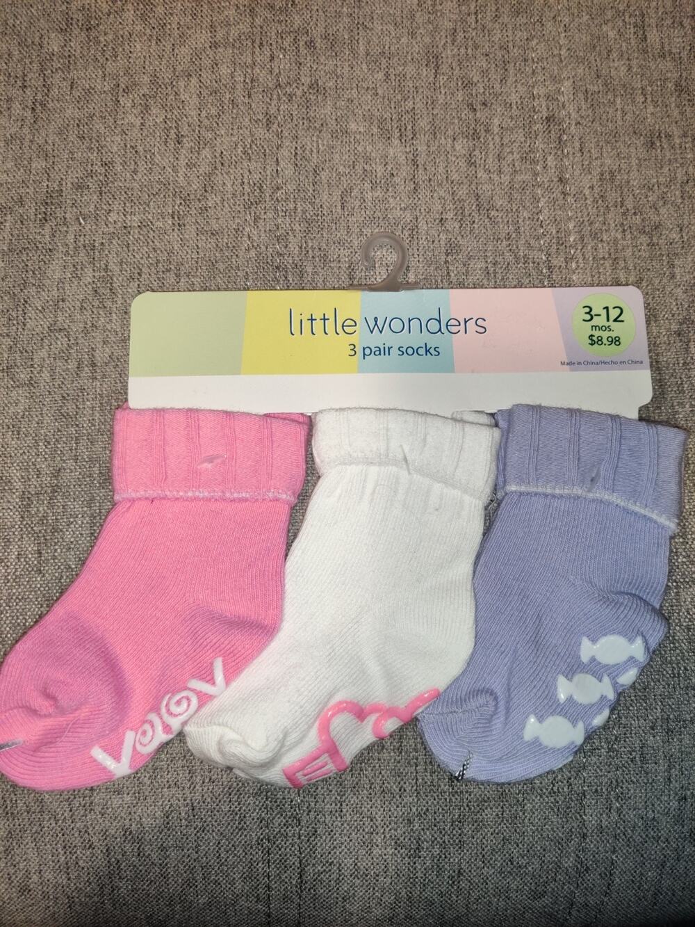 Little Wonders 3 Pair Non-Slip Baby Socks 3-12 Months